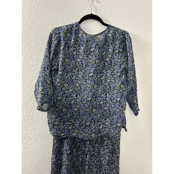 Vintage ZASHI Blue Floral Fairy Grunge 2 Pc Boho Tank Dress Maxi Top Set Size S - Picture 9 of 16